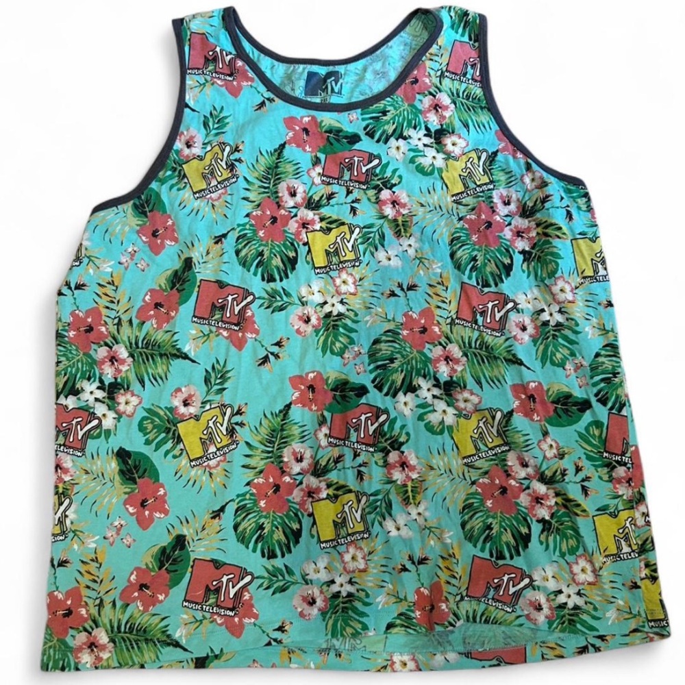 MTV floral tropical print tank top, 
also referred to as a Hawaiian / Size 2XL